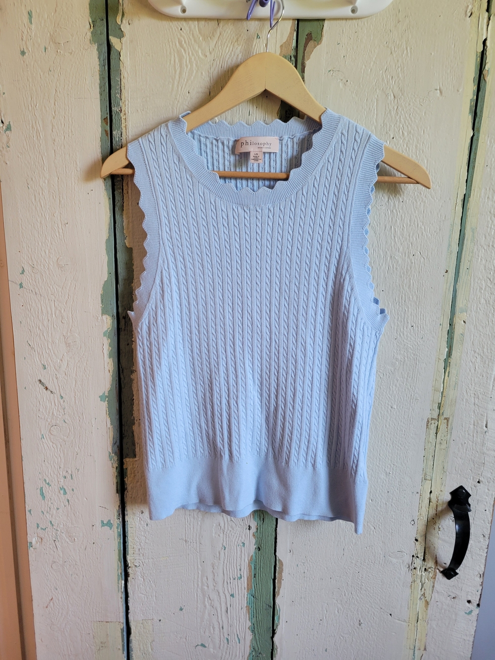 Philosophy Pale Blue Scalloped Cable-Knit Sleeveless Tank